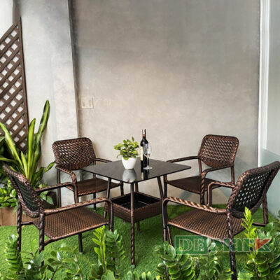 Bộ Bàn Ghế Ăn Nhựa Giả Mây MT2024