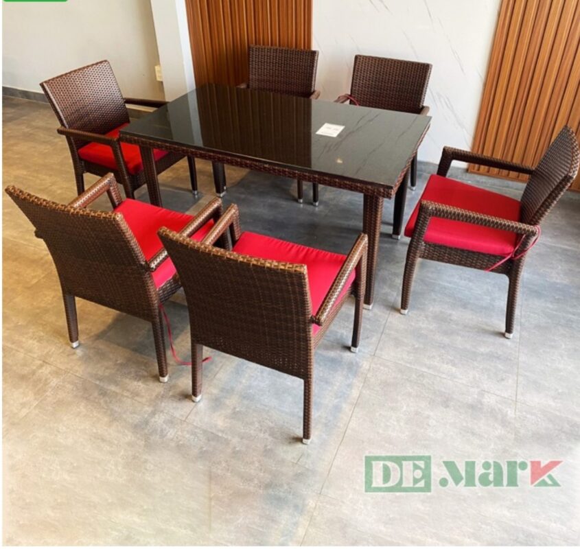 Bộ bàn ghế giả mây cho quán cafe.